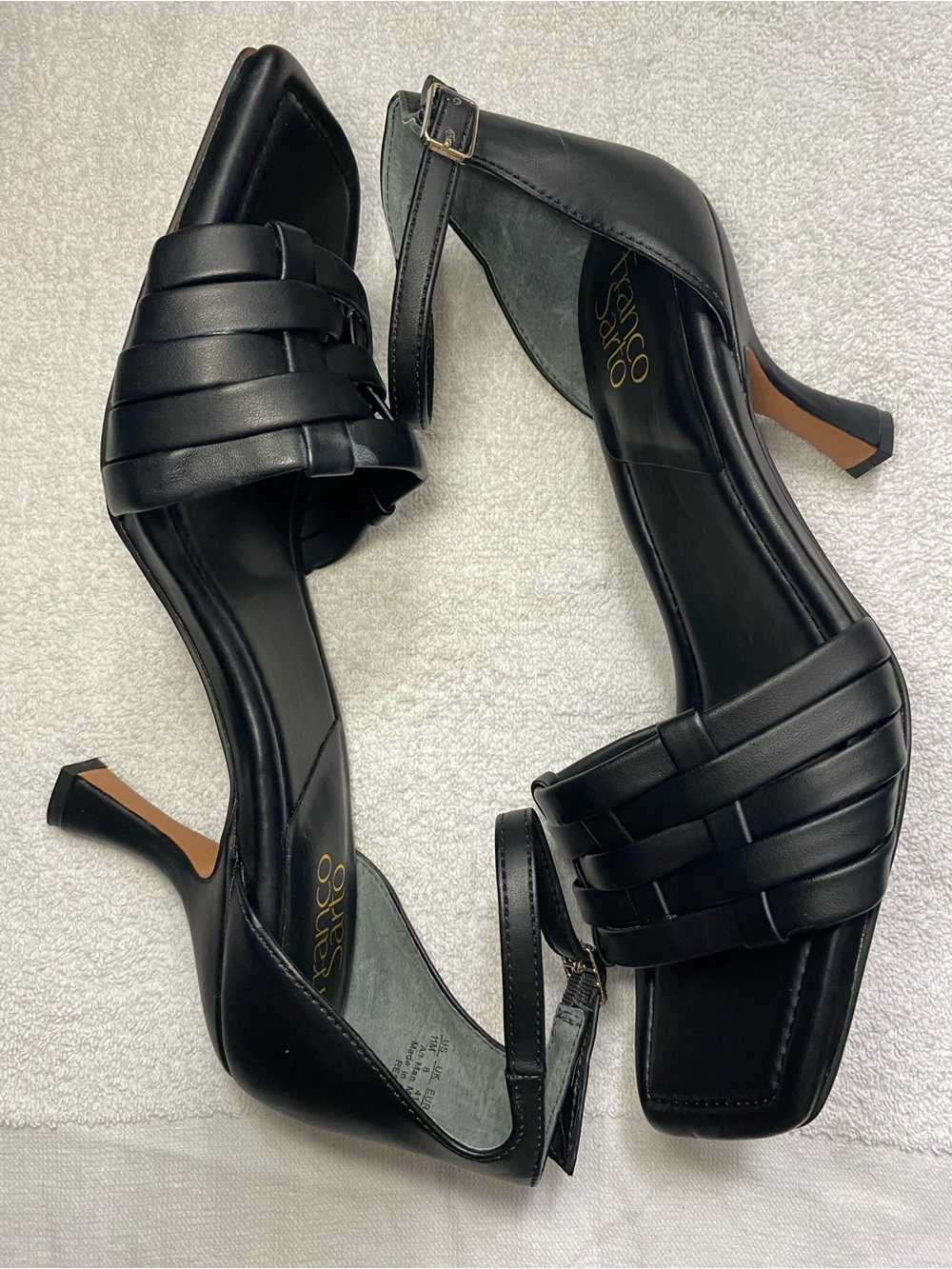 Franco Sarto Black Woven Leather Ankle-Strap Sandals Size 11 M - Picture 6 of 9